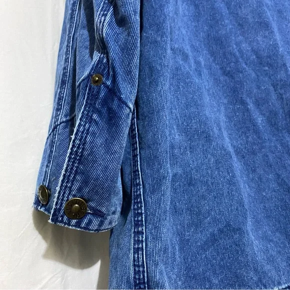 Timberland Chore Jacket Coat Denim M L XL XXL Chest 54” Blue Utility Oversized - Picture 7 of 16